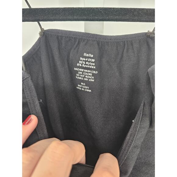 Llollo Girls Black Sleeveless Nylon Leotard Unitard Suit Size M/L - Picture 3 of 4